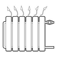 ícone de bateria de aquecimento, estilo de estrutura de tópicos vetor