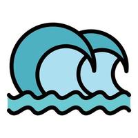 salpicos vetor de contorno de cor de ícone de tsunami