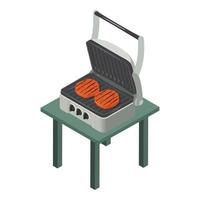 vetor isométrico de ícone de grelha elétrica. grelhar carne para hambúrguer em casa grill