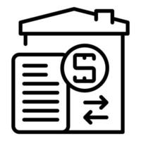 vetor de contorno de ícone de imposto de material de casa. pagamento de empréstimo