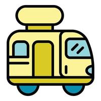 vetor de contorno de cor de ícone de ônibus de acampamento de viagem