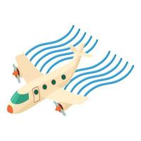 vetor isométrico de ícone de viagens aéreas. aeronaves modernas movidas a hélice no fluxo de ar