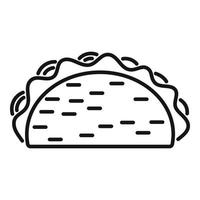vetor de contorno do ícone do taco mexicano. comida de tortilha