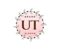 logo inicial ut feminino. utilizável para logotipos de natureza, salão, spa, cosméticos e beleza. elemento de modelo de design de logotipo de vetor plana.