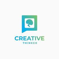 logotipo do pensador criativo, logotipo do cérebro, design inteligente, cérebro futurista, design de criatividade cerebral vetor