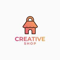 logotipo de loja criativa, design de logotipo de acordo, conceito de design de comércio, logotipo de casa, logotipo de casa, design de loja de amor vetor
