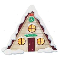 ilustração vetorial isolada de inverno da casa dos desenhos animados com decorações de natal e neve. vetor