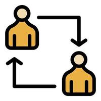vetor de contorno de cor de ícone de comparação de pessoa