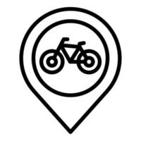 vetor de contorno do ícone de localização de estacionamento de bicicleta. lugar da área