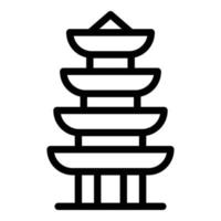 vetor de contorno de ícone de pagode de telhado. edifício chinês