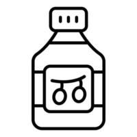vetor de contorno de ícone de azeitonas de cozinheiro de folha. garrafa de óleo