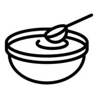 vetor de contorno do ícone de sopa de soja. soja vegetal