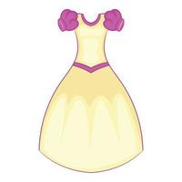 ícone do vestido cinderela, estilo cartoon vetor