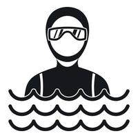 homem mergulhador em ícone de roupa de mergulho, estilo simples vetor