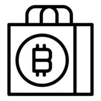 vetor de esboço de ícone de saco de loja de bitcoin. fazendo ganhar