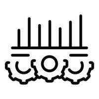 vetor de contorno do ícone do gráfico da empresa engrenagem. tempo de trabalho