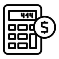 vetor de contorno do ícone da calculadora de dinheiro. Trabalho livre