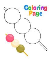 página para colorir com dango para crianças vetor