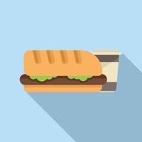 vetor plana de ícone de almoço de sanduíche. refeição saudável