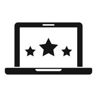 vetor simples de ícone de revisão de produto portátil. avaliação online