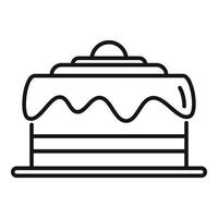 vetor de contorno de ícone de bolo de prato. pastelaria