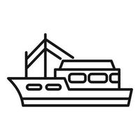 vetor de contorno de ícone de barco de peixe de água. navio marítimo