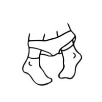 pernas em meias com calcinha para baixo no estilo doodle - ilustração vetorial desenhada à mão. conceito no banheiro vetor
