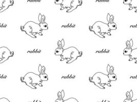 padrão perfeito de personagem de desenho animado de coelho em fundo branco vetor