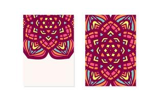 cartão de mandala padrão floral com ilustração vetorial de espaço vazio. cartões de férias de mandalas meio vazios. layout de design oriental. motivos islâmicos, árabes, indianos e otomanos. primeira página e última página. vetor