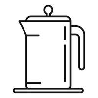 vetor de contorno do ícone de imprensa de chá francês. bebida quente