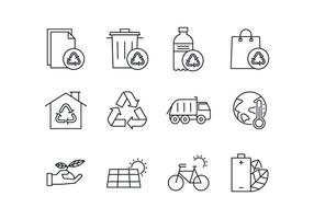 Conjunto de ícones de gerenciamento de resíduos e resíduos gratuitos