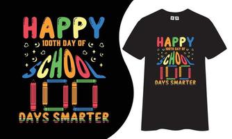 feliz 100º dia de escola 100 dias de design de camiseta mais inteligente. vetor