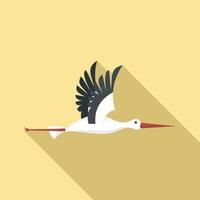 vetor plana do ícone da cegonha chinesa. pássaro voador