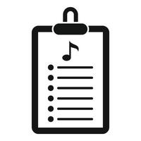 vetor simples do ícone da prancheta da lista de reprodução. canção de música