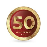 50º cinquentenário comemorando ícone logotipo etiqueta vetor evento escudo de cor ouro