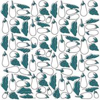 fundo padrão de impressão de berinjela com arte de linha de design de folha de berinjela e berinjela vetor