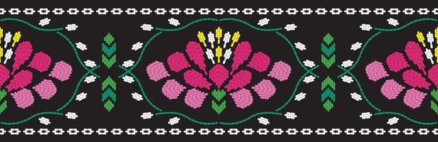motivo fronteira artesanal étnica bela arte. arte de fundo floral de folha étnica. bordados folclóricos, estilo mexicano, peruano, indiano, asiático, marroquino, peru e uzbeque. impressão de ornamento de arte geométrica asteca. vetor