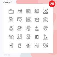 25 linhas temáticas de vetores e símbolos editáveis de documentos de impressão de extensão crescente elementos de design de vetores editáveis na web