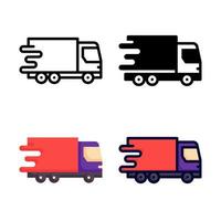 coleção de estilo de conjunto de ícones de caminhão de entrega rápida vetor