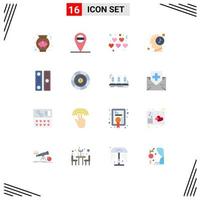16 ícones criativos, sinais e símbolos modernos de orçamento de investimento, diretório de capa de arquivo, pacote editável de elementos de design de vetores criativos