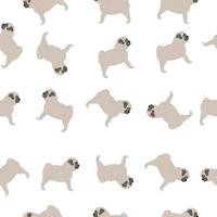 padrão perfeito de bebê fofo com filhotes de pug fofos. um filhote de cachorro. padrão infantil para a ilustração de impressão .vector em um fundo branco. vetor