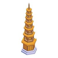vetor isométrico do ícone do pagode do turismo. edifício chinês