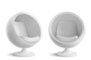 cadeira de bola branca, poltrona de ovos de designers vetor