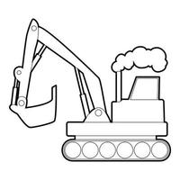 ícone de escavadeira, estilo de estrutura de tópicos vetor