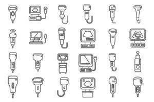 ícones ultrassonográficos definem vetor de contorno. dispositivo clínico