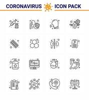 25 ícones de emergência de coronavírus, design azul, como doenças de férias de vírus, febre de viagem, coronavírus viral, doença de 2019nov, elementos de design vetorial vetor