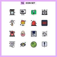 16 ícones criativos, sinais e símbolos modernos de formatura de laptop de orelha, conversa de compras, elementos de design de vetores criativos editáveis