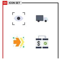 pacote de ícones vetoriais de estoque de 4 sinais e símbolos de linha para caminhão de entrega direito do olho, elementos de design vetoriais editáveis sem dinheiro vetor