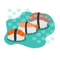 conceito de design de sushi fresco dos desenhos animados conjunto ilustração vetorial isolada vetor