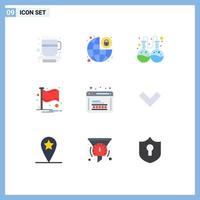 9 ícones criativos sinais e símbolos modernos de notificação de codificação de laboratório de desenvolvimento web elementos de design de vetores editáveis